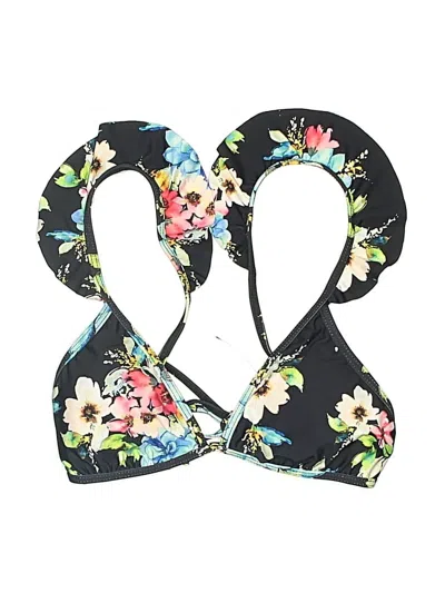 Pre-owned Lulus Swimsuit Top Black Floral Pattern Swimwear