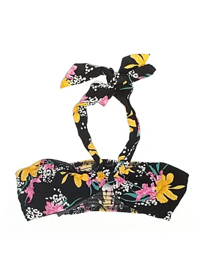 Pre-owned Lulus Swimsuit Top Black Floral Pattern Swimwear