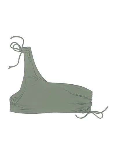 Pre-owned Lulus Swimsuit Top Green Solid Pattern Swimwear