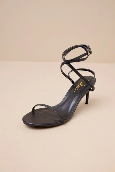 Lulus Sydd Black Ankle Wrap Low Heel Sandals
