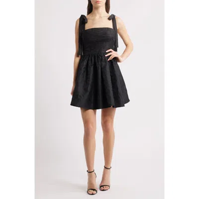 Lulus Sydney Floral Jacquard Cocktail Minidress In Black