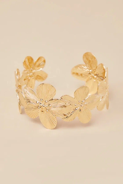 Lulus Sylas Gold Flower Cuff Bracelet
