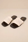 Lulus Syracuse Natural Straw Woven Slide Sandals In Beige