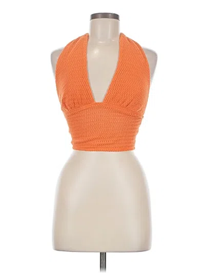 Pre-owned Lulus Tank Top Orange Halter Neckline Tops