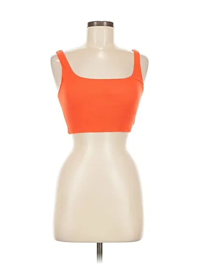 Pre-owned Lulus Tank Top Orange Strapless Neckline Tops