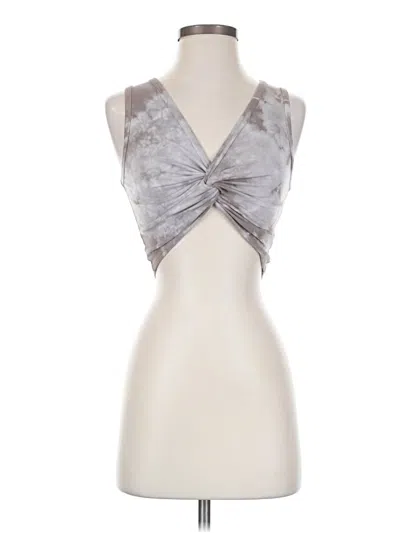Pre-owned Lulus Tank Top Silver Plunge Neckline Tops