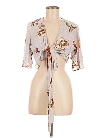 Pre-owned Lulus Tank Top Tan Tie Neck Tops In Brown