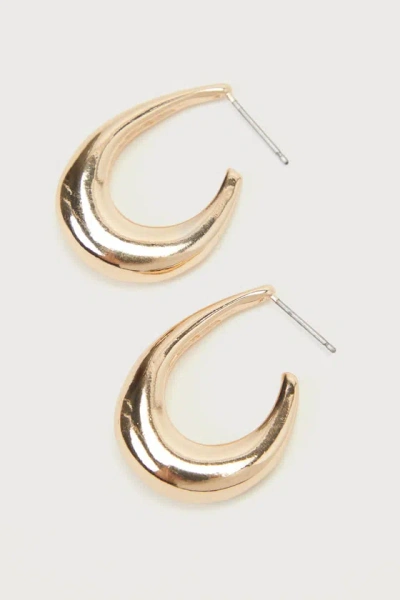Lulus Tasteful Trend Gold Teardrop Hoop Earrings