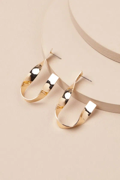 Lulus Tava Gold Twisted Hoop Earrings