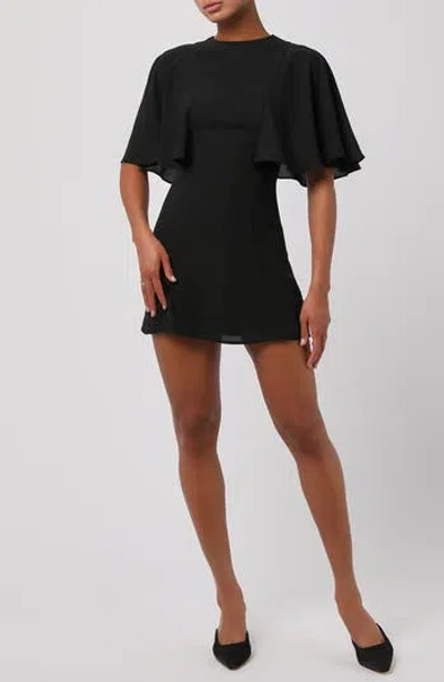 Lulus Taylor Cape Minidress In Black