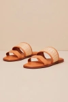 Lulus Tazmynn Tan Multi Raffia Slide Sandals In Tan