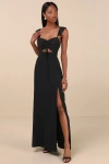 Lulus The Way To Love Black Ruffled Maxi Dress In Black