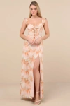 Lulus The Way To Love Orange Floral Print Ruffled Maxi Dress In Orange