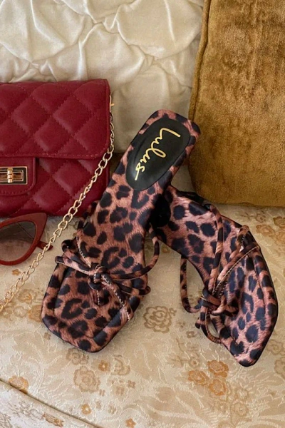 Lulus Thorian Leopard Knotted Thong High Heel Sandals In Brown