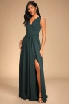 Lulus Thoughts Of Hue Emerald Green Surplice Maxi Dress In Emerald Green
