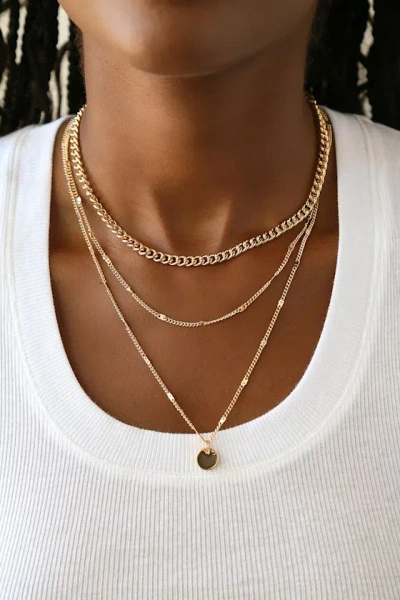 Lulus Three-way Tie Gold Necklace Set