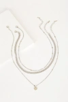 Lulus Three-way Tie Silver Necklace Set In Silver