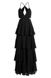 Lulus Tier And Now Black Tie-back Tiered Maxi Dress In Black