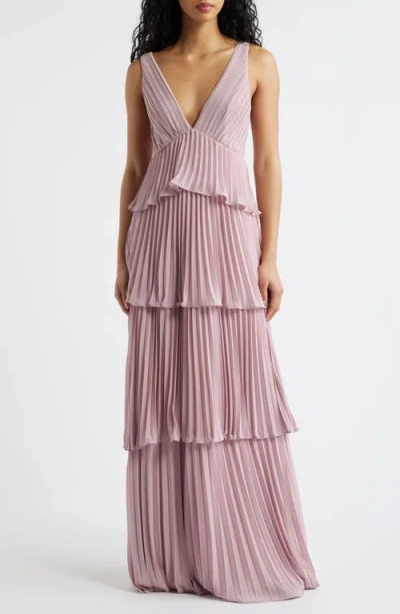 Lulus Tiered Gown Pleated In Pink