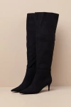 Lulus Tierny Black Suede Pointed-toe Over-the-knee Boots In Black