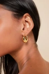 Lulus Timeless Darling Gold Puffy Hoop Earrings In Gold