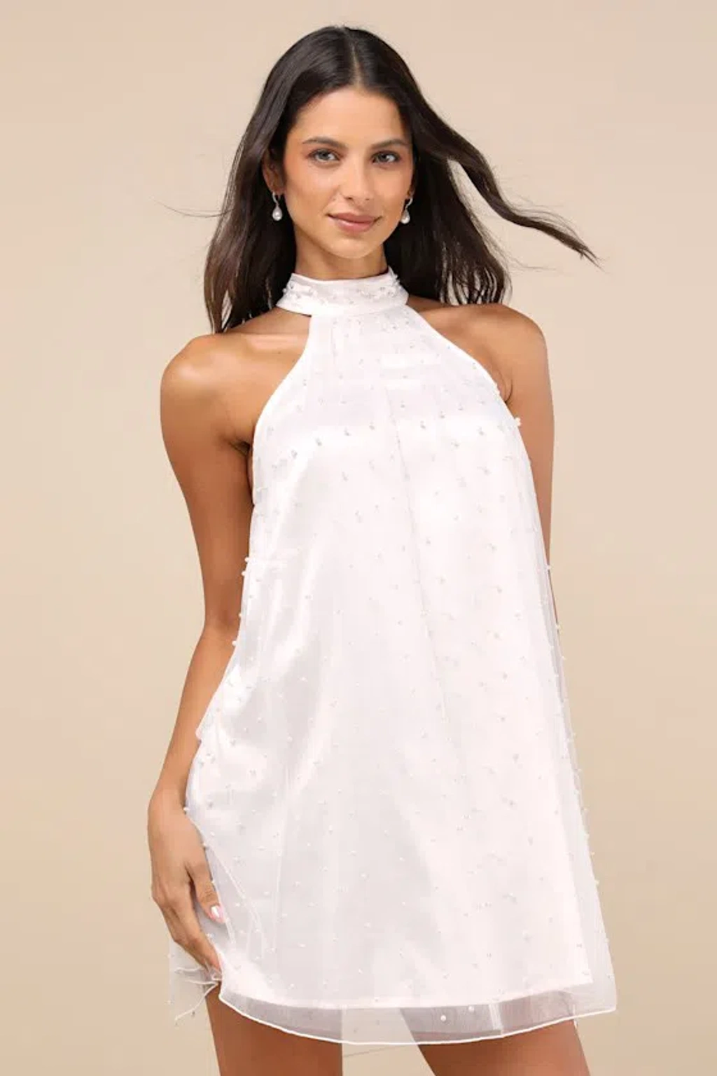 knee length dresses for ladies Rosanne Mesh Pearl Embellished One Shoulder Midi Dress