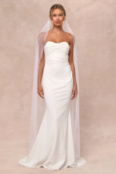 Lulus To Be Yours Ivory Strapless Pleated Mermaid Maxi Dress