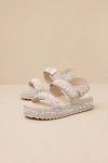 Lulus Toinetta Ivory Rhinestone Pearl Flatform Sandals In Ivory