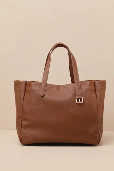 Lulus Toni Brown Vegan Leather Tote Bag