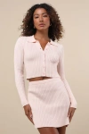 Lulus Too Perfect Light Pink Collared Two-piece Sweater Mini Dress In Light Pink