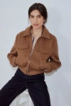 Lulus Top-notch Comfort Brown Collared Bomber Jacket In Brown