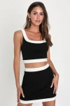 Lulus Totally Sensational Black Color Block Bodycon Mini Skirt In Black