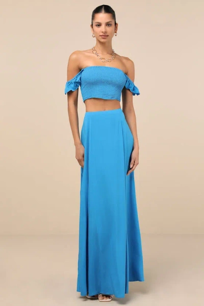 Lulus Trancoso Bright Blue Two-piece Maxi Dress