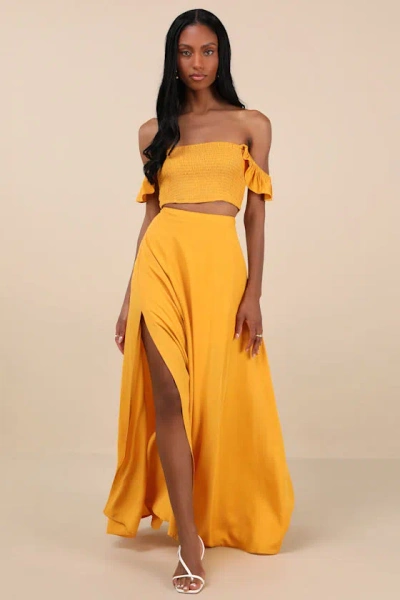 Lulus Trancoso Golden Yellow Two-piece Maxi Dress