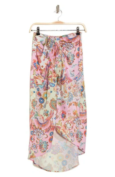 Lulus Treasured Travels Print Satin Midi Skirt In Multi