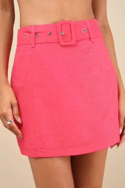 Lulus Trendsetting Option Hot Pink Belted High-rise Mini Skirt