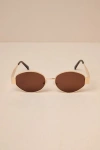 Lulus Trendsetting Take Gold And Brown Oval Sunglasses In Gold And Brown
