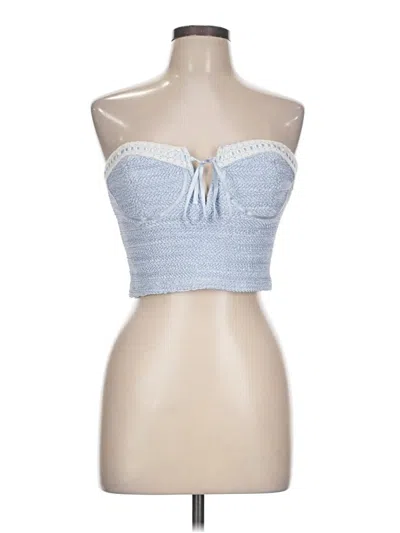 Pre-owned Lulus Tube Top Blue Strapless Neckline Tops