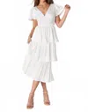 Lulus Twirl-wind Romance Satin Tiered Midi Dress In White In White