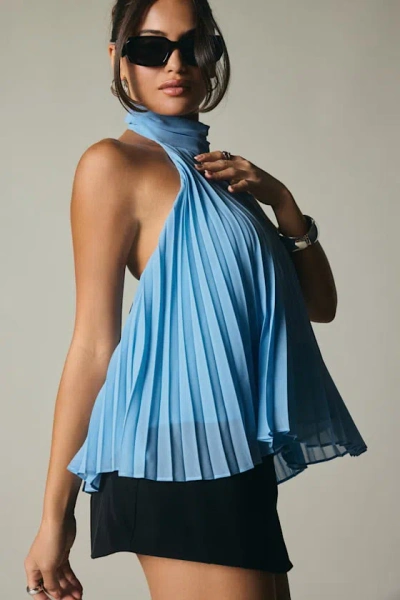 Lulus Twyla Light Blue Pleated Halter Tank Top