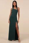 Lulus Unforgettable Composure Emerald Asymmetrical Halter Maxi Dress In Green