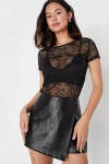 Lulus Unforgettable Muse Black Vegan Leather Skort In Black