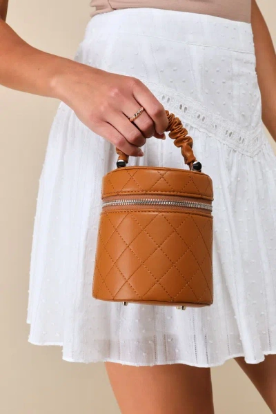 Lulus Unique Style Brown Quilted Cylinder Mini Crossbody Bag