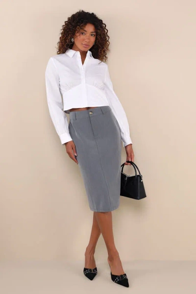 Lulus Unlimited Sophistication Dark Grey High-rise Midi Skirt