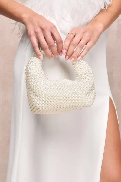 Lulus Upgraded Glam White Pearl Handbag