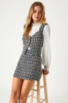 Lulus Upscale Instinct Black And Silver Tweed Mini Skirt In Black And Silver