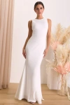 Lulus Va Va Voom White Backless Sleeveless Mermaid Maxi Dress In White