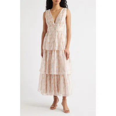 Lulus Vallia Tiered Maxi Dress In Pink