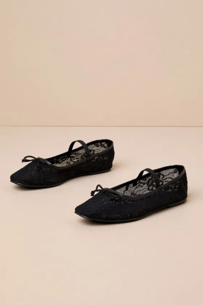 Lulus Veera Black Lace Bow Ballet Flats
