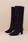 Lulus Veronna Black Suede Pointed-toe Knee High Boots In Black